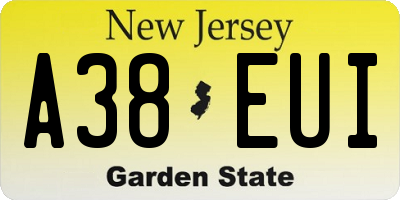NJ license plate A38EUI