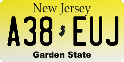 NJ license plate A38EUJ