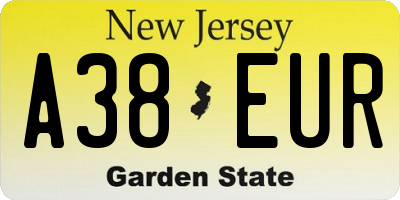 NJ license plate A38EUR