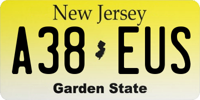 NJ license plate A38EUS