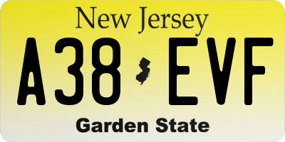 NJ license plate A38EVF