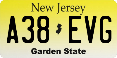 NJ license plate A38EVG