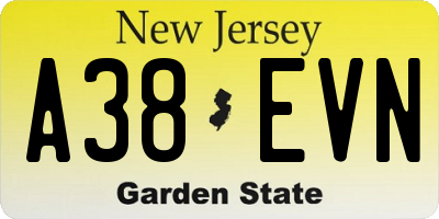 NJ license plate A38EVN