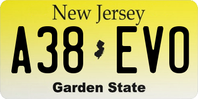 NJ license plate A38EVO