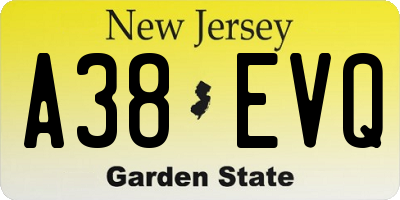 NJ license plate A38EVQ