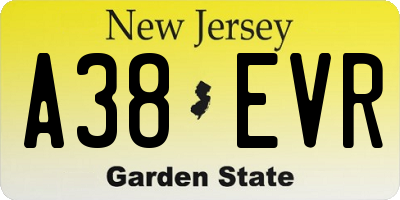 NJ license plate A38EVR