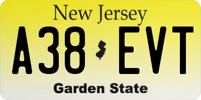 NJ license plate A38EVT