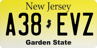 NJ license plate A38EVZ