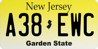 NJ license plate A38EWC