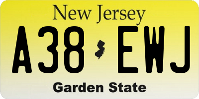 NJ license plate A38EWJ