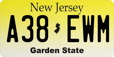 NJ license plate A38EWM