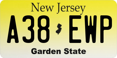 NJ license plate A38EWP