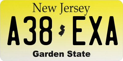 NJ license plate A38EXA