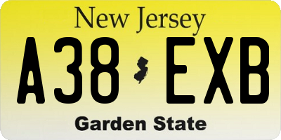 NJ license plate A38EXB