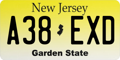 NJ license plate A38EXD