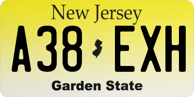 NJ license plate A38EXH