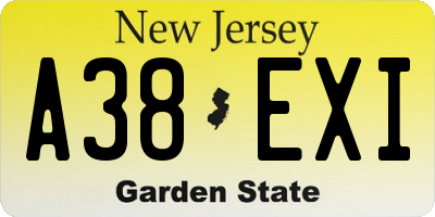 NJ license plate A38EXI