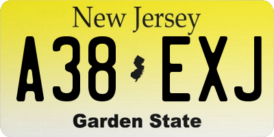 NJ license plate A38EXJ