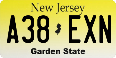 NJ license plate A38EXN