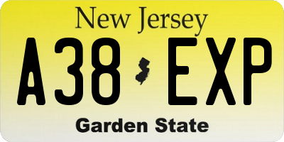 NJ license plate A38EXP