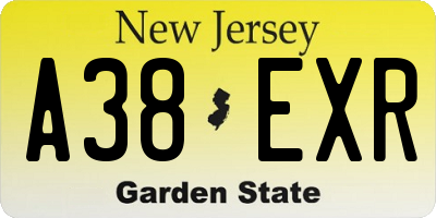 NJ license plate A38EXR