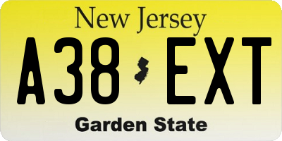 NJ license plate A38EXT
