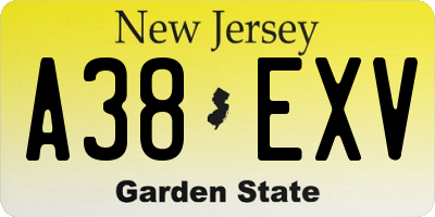 NJ license plate A38EXV