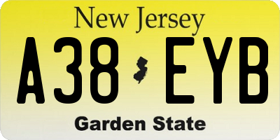 NJ license plate A38EYB
