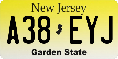 NJ license plate A38EYJ