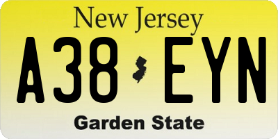 NJ license plate A38EYN