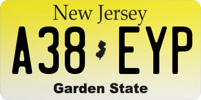 NJ license plate A38EYP