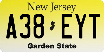 NJ license plate A38EYT