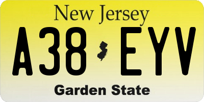 NJ license plate A38EYV