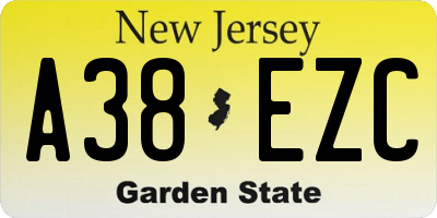 NJ license plate A38EZC