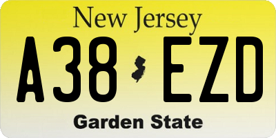 NJ license plate A38EZD