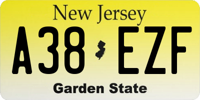 NJ license plate A38EZF