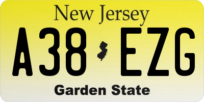 NJ license plate A38EZG