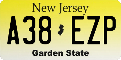 NJ license plate A38EZP