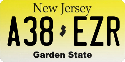 NJ license plate A38EZR
