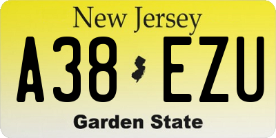 NJ license plate A38EZU