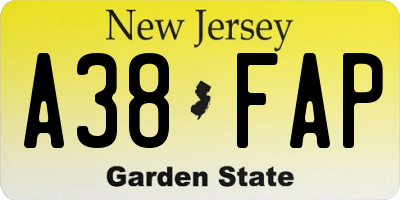 NJ license plate A38FAP