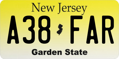 NJ license plate A38FAR