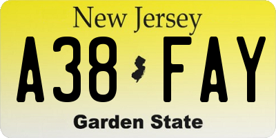 NJ license plate A38FAY