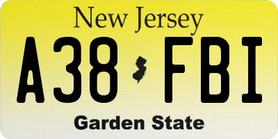 NJ license plate A38FBI