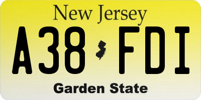 NJ license plate A38FDI