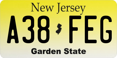 NJ license plate A38FEG
