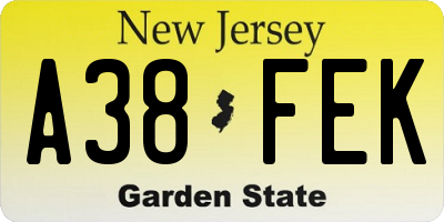 NJ license plate A38FEK