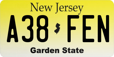 NJ license plate A38FEN