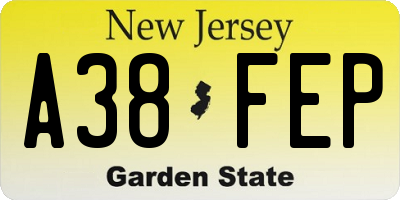 NJ license plate A38FEP