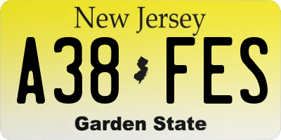 NJ license plate A38FES